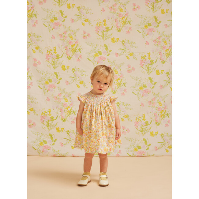 Georgia Floral Smocked Dress, Yellow - Dresses - 2