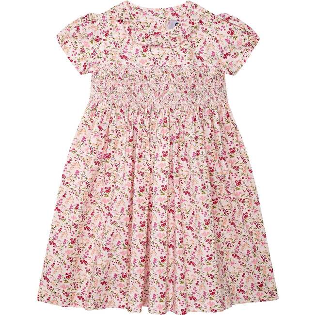 Hand-Smocked Dress Mallery, white an dred floral - Dresses - 1