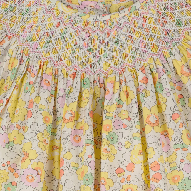 Georgia Floral Smocked Dress, Yellow - Dresses - 3