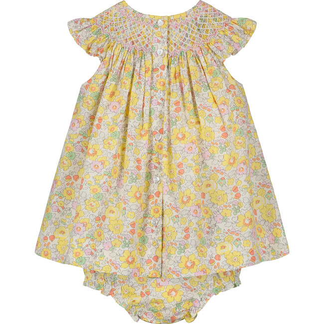 Georgia Floral Smocked Dress, Yellow - Dresses - 4