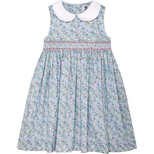 Hand-Smocked Dress Blithe, blue and white - Dresses - 1