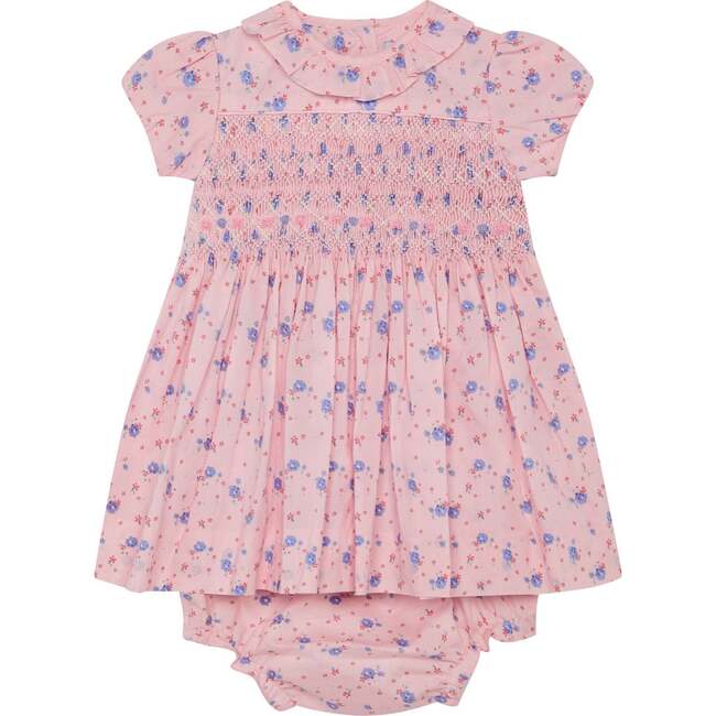 Hand-Smocked Baby Dress Vanity, pink floral - Dresses - 1