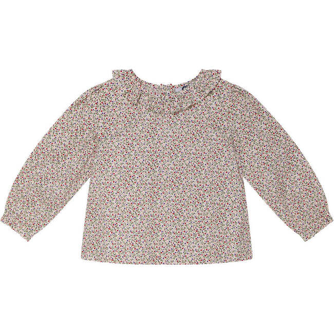 Bonnie Floral Print Frill Collar Long Sleeve Blouse, Multicolors - Blouses - 1