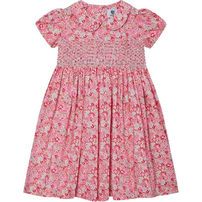 Caley Floral Print Hand-Smocked Dress, Pink - Dresses - 1