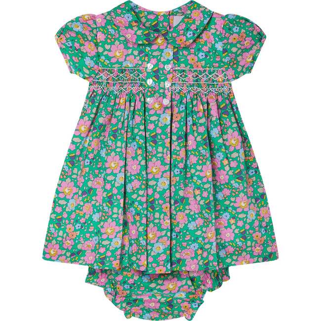 Baby Ryder Peter Pan Collar Hand-Smocked Dress, Green - Dresses - 1