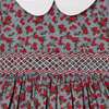 Davina Cherry Print Hand-Smocked Dress, Red & Gray - Dresses - 3 - thumbnail