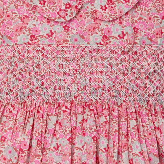 Caley Floral Print Hand-Smocked Dress, Pink - Dresses - 3