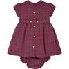 Baby Yule Frill Collar Hand-Smocked Dress, Red - Dresses - 4 - thumbnail