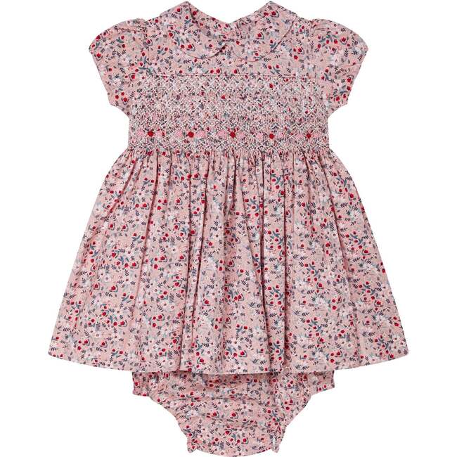 Baby Aurora Floral Print Hand-Smocked Dress, Pink - Dresses - 1