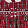 Baby Bronwyn Tartan Collar Hand-Smocked Dress, Red & White - Dresses - 3 - thumbnail