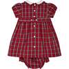 Baby Bronwyn Tartan Collar Hand-Smocked Dress, Red & White - Dresses - 4 - thumbnail