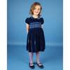 Pandora Velvet Hand-Smocked Party Dress, Blue - Dresses - 2 - thumbnail