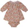 Baby Calypso Floral Print Hand-Smocked Dress, Red - Dresses - 4 - thumbnail