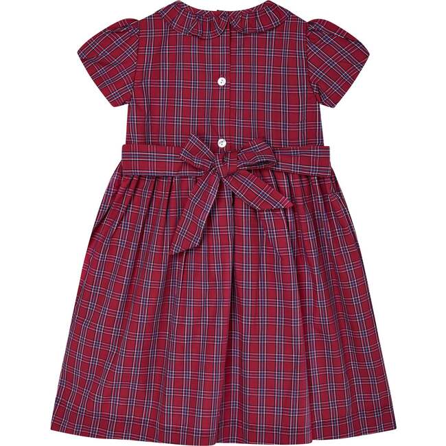 Neva Tartan Print Hand-Smocked Dress, Red - Dresses - 4