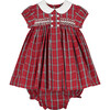 Joan Hand-Smocked Baby Dress, Red Tartan - Dresses - 1 - thumbnail