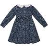 Fauna Floral Print Hand-Smocked Dress, Navy & White - Dresses - 4 - thumbnail