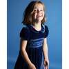 Pandora Velvet Hand-Smocked Party Dress, Blue - Dresses - 5 - thumbnail