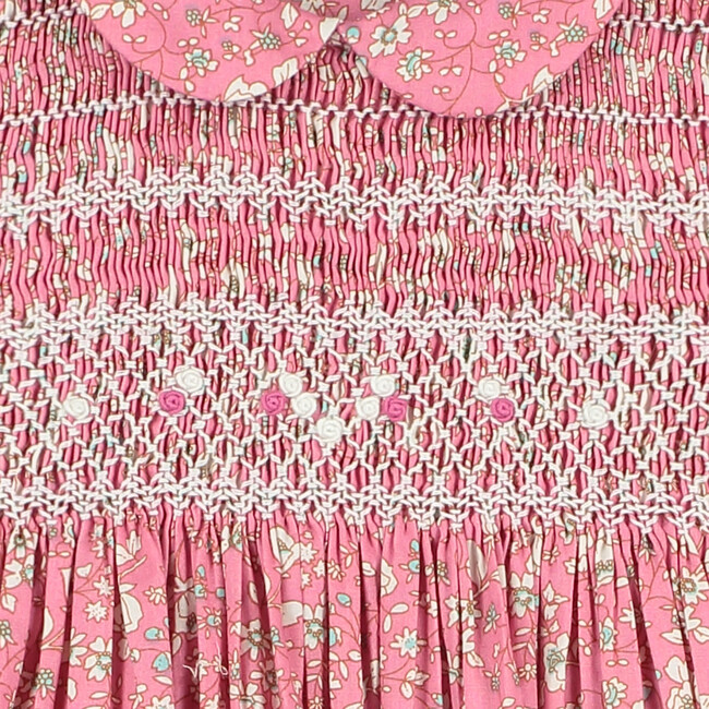 Aurelie Hand-Smocked Baby Dress, Pink Floral - Dresses - 4