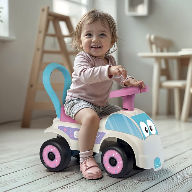 Walk & Drive: Foot To Floor Car , White & Pink - Ride-Ons - 2