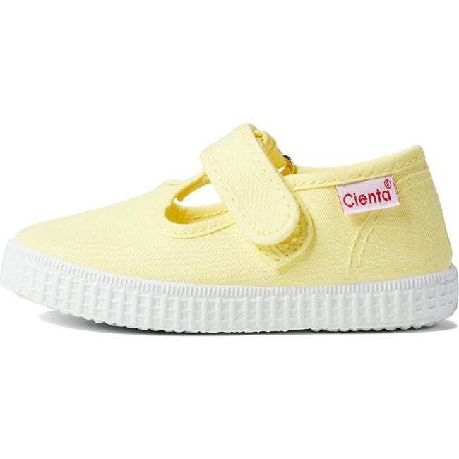 Velcro T-Strap Sneakers, Yellow - T-Straps - 1