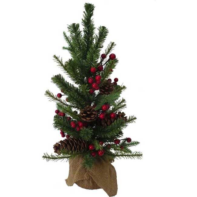 24-inch Red Berries and Pinecones Tree