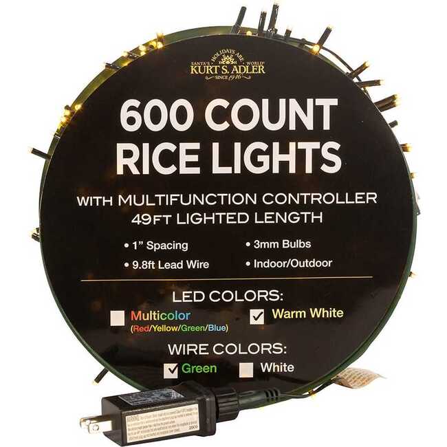 600-Light 49-Foot Warm White LED Rice Light Set