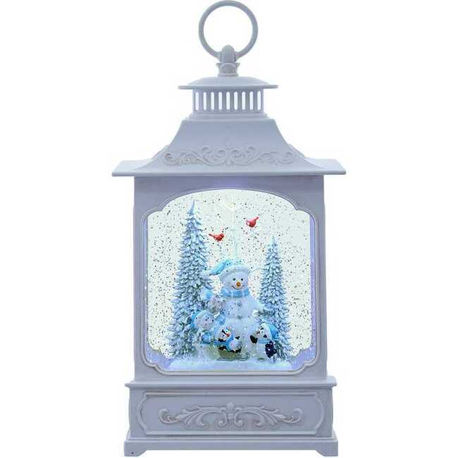 12.75-Inch Battery Operated USB LED Lighted Snowmen and Penguins Water Lantern