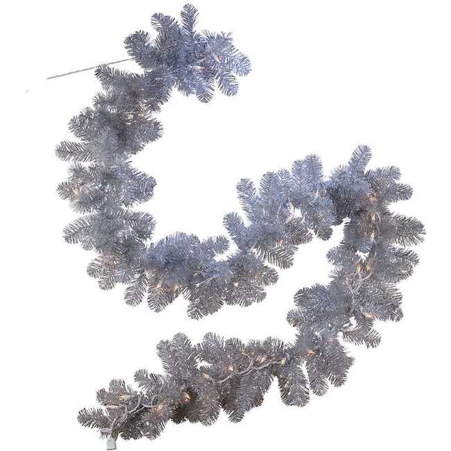 9-Foot Pre-Lit Silver Point Pine Garland - Garlands - 1