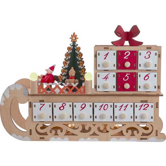 8.30-Inch Battery Operated 6-light LED Santa Sleigh With Advent Calendar - Advent Calendars - 1