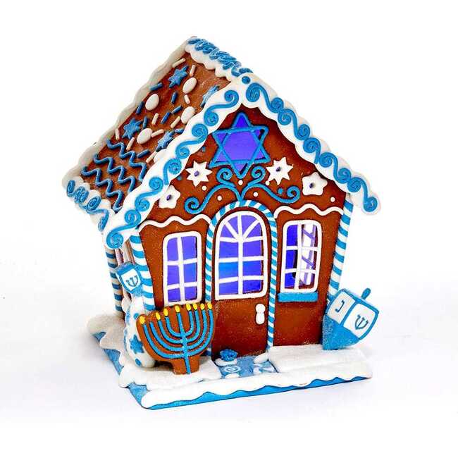 7-Inch LED Hanukkah Gingerbread House Tablepiece - Accents - 1