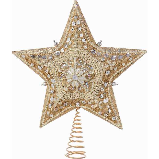 13.5-Inch Platinum Star Treetop with Glitter - Tree Toppers - 1