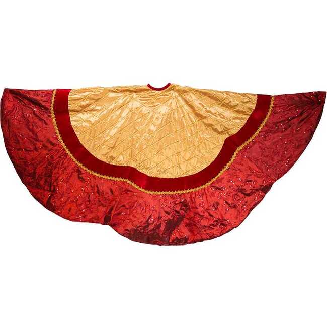 72-Inch Red and Gold Criss-Cross Scallop Treeskirt