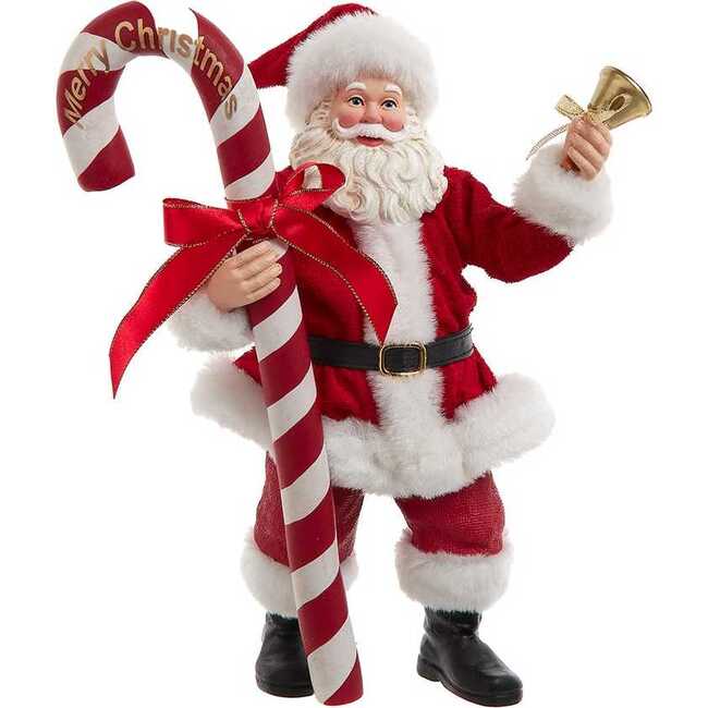 10.5-Inch Fabriché Santa With Oversized Candy Cane - Accents - 1