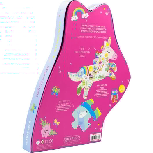 Rainbow Unicorn 40pc "Unicorn" Shaped Jigsaw - Puzzles - 3