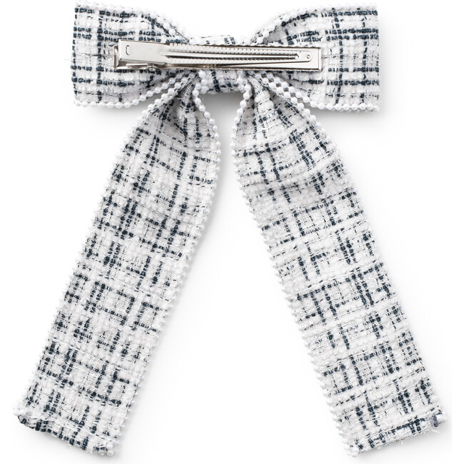 Estella Tweed Pearl Trimmed Long Tail Clip, Ivory/Black