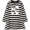 Girl Striped Metallic Stitch Sweater, Black - Sweaters - 1 - thumbnail