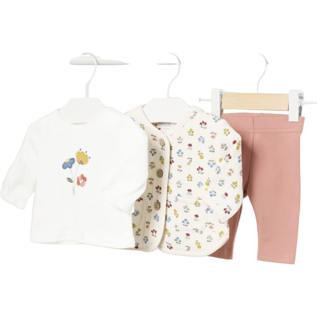 Newborn Girl 3 Piece Floral Set, Pink