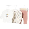 Newborn Girl 3 Piece Floral Set, Pink - Mixed Apparel Set - 1 - thumbnail