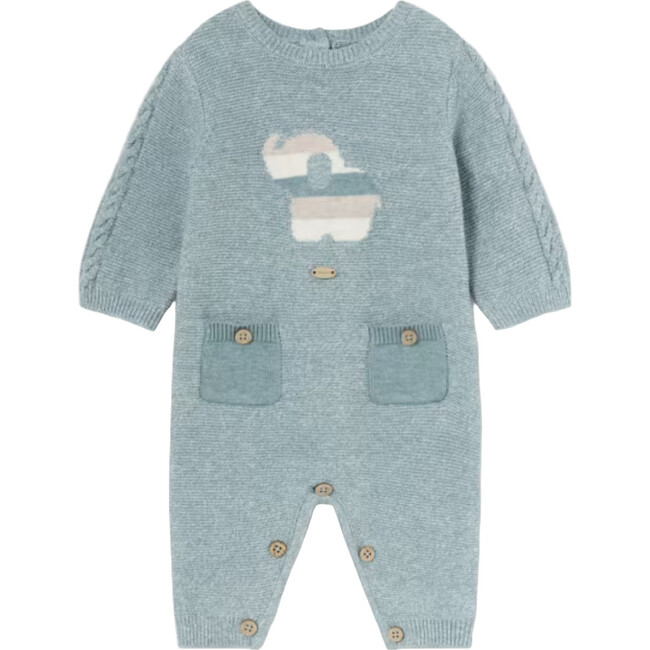 Newborn Boy Tricot Romper, Blue
