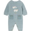 Newborn Boy Tricot Romper, Blue - Rompers - 1 - thumbnail