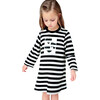 Girl Striped Metallic Stitch Sweater, Black - Sweaters - 2 - thumbnail