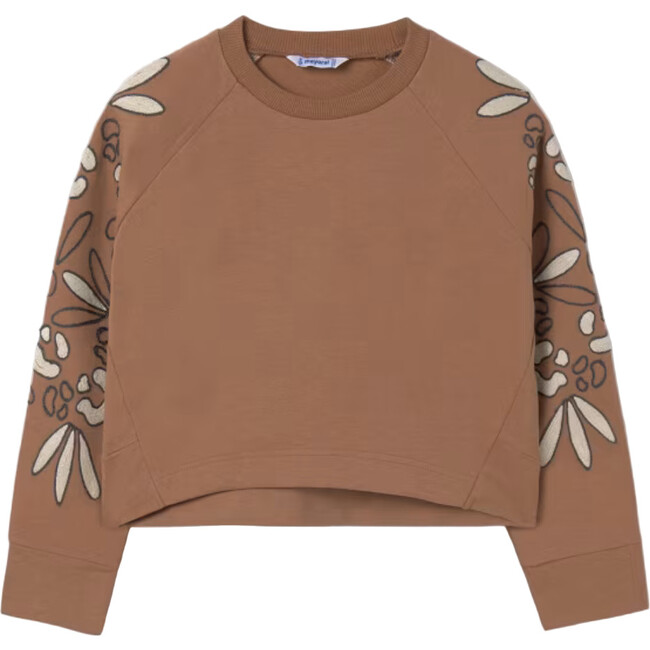 Girl Sleeve Detail Sweatshirt, Brown