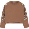 Girl Sleeve Detail Sweatshirt, Brown - Sweatshirts - 1 - thumbnail