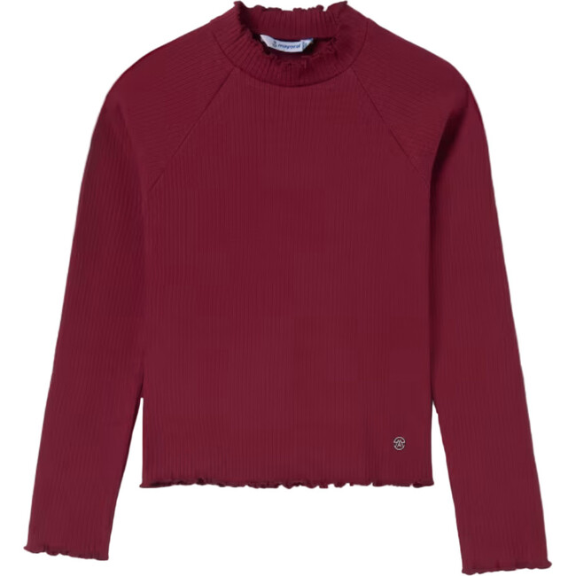 Girl Ribbed Turtleneck, Burgundy