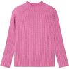 Girl Ribbed Turtleneck, Pink - Sweaters - 1 - thumbnail