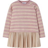 Girl Sleeveless Dress with Striped Sweatshirt, Pink - Dresses - 1 - thumbnail