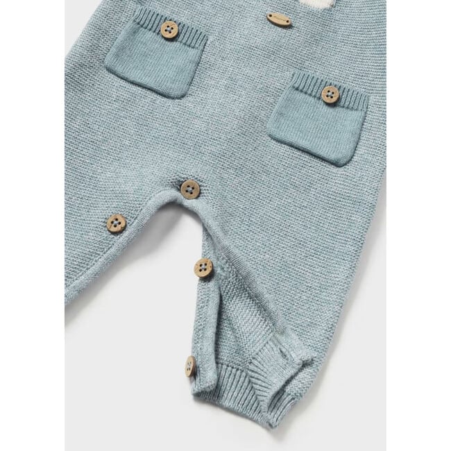 Newborn Boy Tricot Romper, Blue - Rompers - 2