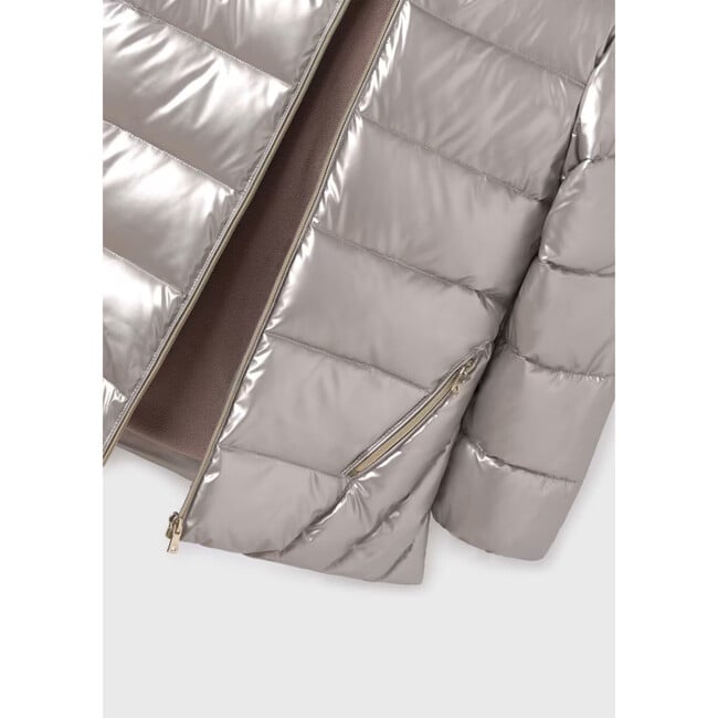 Girl's Fur Hooded Jacket, Pink - Jackets - 2