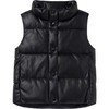 Girl Padded Vest, Black - Vests - 1 - thumbnail