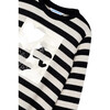 Girl Striped Metallic Stitch Sweater, Black - Sweaters - 3 - thumbnail